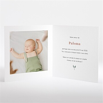 Faire-part naissance dans sa bulle plié - Intérieur du faire-part
