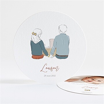 Faire-part naissance tendre tribu rond