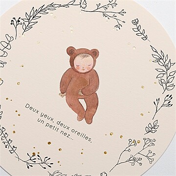 Faire-part naissance mon petit nounours dorure - Détail du faire-part