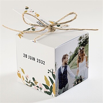 Boîte de dragées mariage vintage champetre - Dos de la boîte