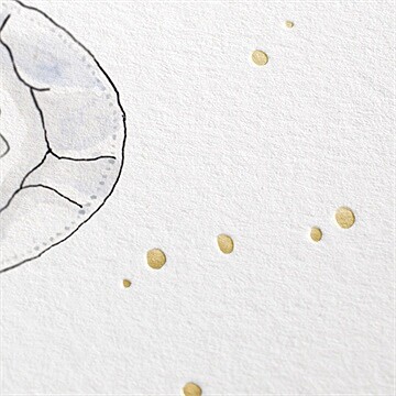 Faire-part naissance tendre aquarelle dorure - Marquage à chaud OR