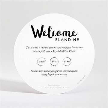 Faire-part naissance welcome baby! dorure - Dos du faire-part
