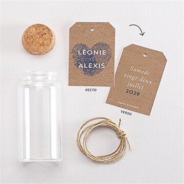 Mignonette mariage uniques empreintes étiquette - Vue d'ensemble