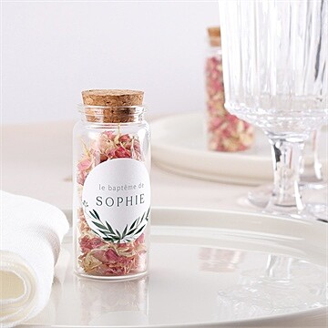 Mignonette baptême jolie annonce sticker - Mise en situation