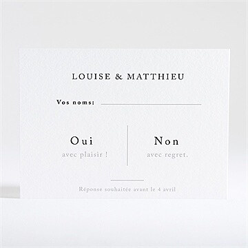 Carton réponse mariage date gravée - Dos du carton