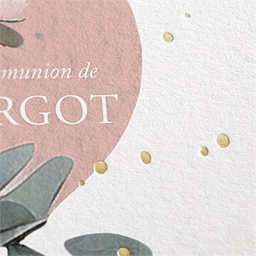 Faire-part communion vraie joie rond dorure - Détail du faire-part