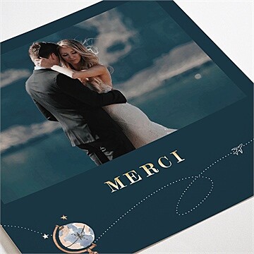 Remerciement mariage notre passeport dorure - Détail de la carte