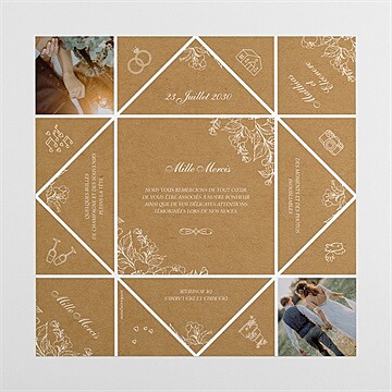 Remerciement mariage belle découverte origami - Vue dépliée