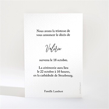 Faire-part décès au revoir - Dos du faire-part