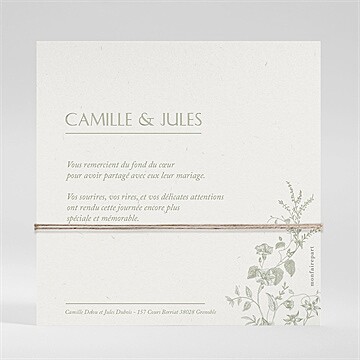Remerciement mariage arbre de vie - Dos de la carte