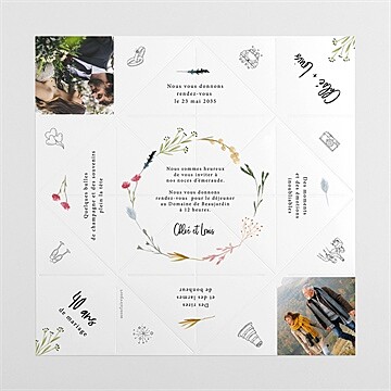 Invitation anniversaire de mariage souvenirs 40 ans - Intérieur de la cocotte dépliée
