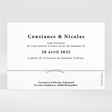 Invitation anniversaire de mariage 60 ans de mariage bracelet - Dos de la carte
