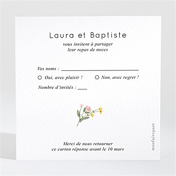 Carton réponse mariage joie champetre - Dos du carton