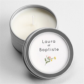 Bougie mariage joie champetre argent