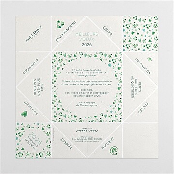 Carte de voeux écologique origami - Intérieur de la cocotte dépliée