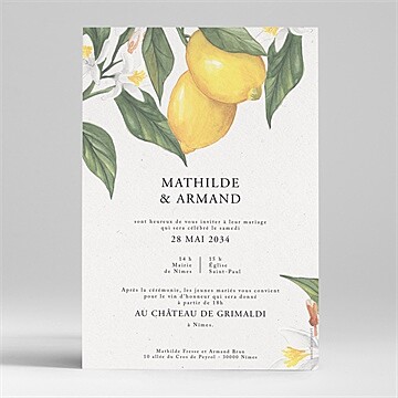 Faire-part mariage citron - Dos du faire-part