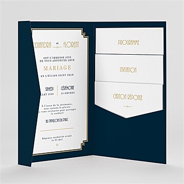 Faire-part mariage art déco pocketfold - Intérieur du faire-part