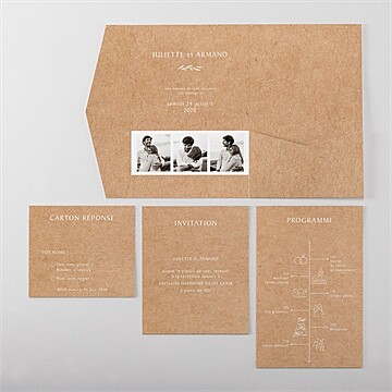 Faire-part mariage bohème écolo pocketfold - Vue d'ensemble intérieur