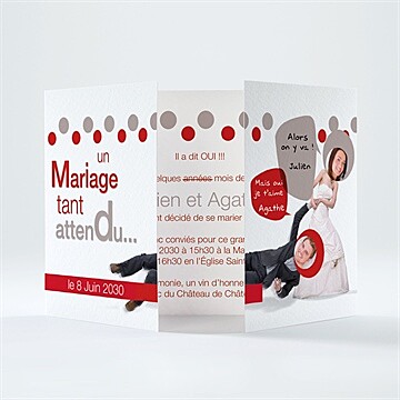 Faire-part mariage humour original 2 volets