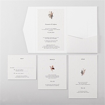 Faire-part mariage pampa - Vue d'ensemble intérieur