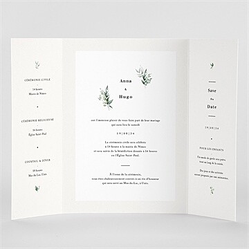 Faire-part mariage emeraude - Vue Interieur