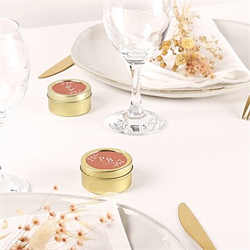 Bougie mariage douce terracotta or - Mise en situation