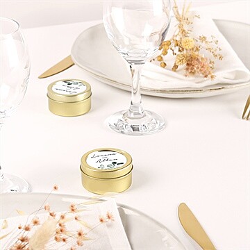 Bougie mariage pastel or - Mise en situation