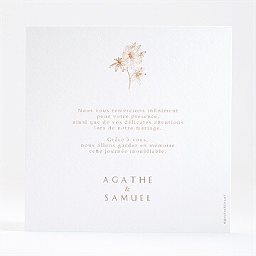Remerciement mariage passionnément - Dos de la carte