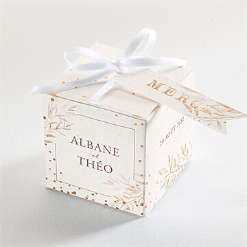 Boîte de dragées mariage poésie boheme dorure