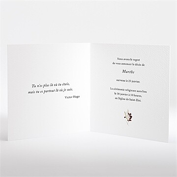 Faire-part décès fleurs d'aquarelle - Intérieur du faire-part