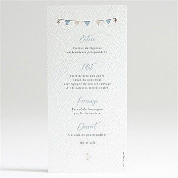 Menu baptême ma montgolfière - Dos du menu