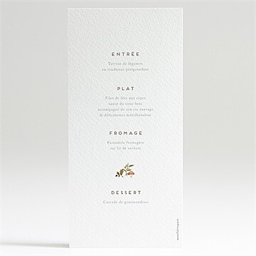 Menu baptême renardeau - Dos du menu