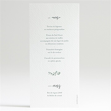 Menu mariage lyrisme - Dos du menu