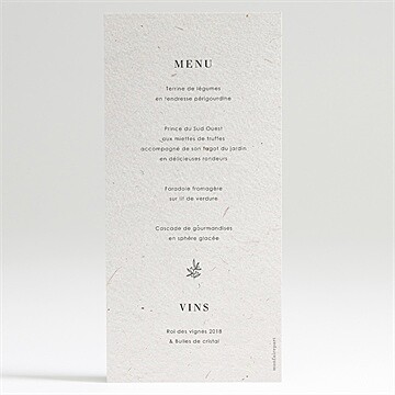 Menu mariage capsule champetre - Dos du menu