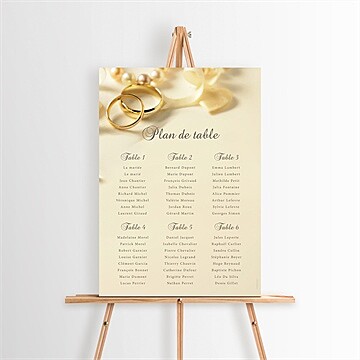 Plan de table mariage alliances fond crème