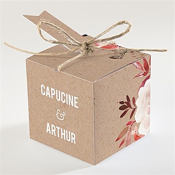 Boîte de dragées mariage floral - Dos de la boîte