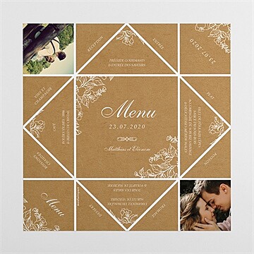 Menu mariage belle découverte cocotte - Vue dépliée