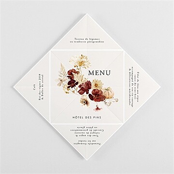 Menu mariage en automne cocotte - Vue intérieure pliée