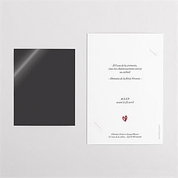 Faire-part mariage coeur duo - Dos du faire-part