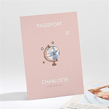Remerciement naissance passeport fille duo