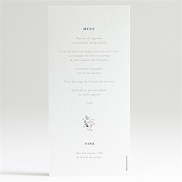 Menu mariage hivernal - Dos du menu
