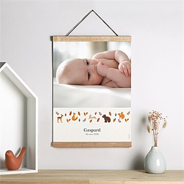 Affiche naissance renard et animaux - Mise en situation