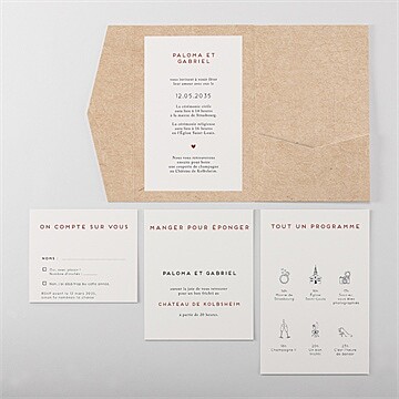 Faire-part mariage champagne - Vue d'ensemble intérieur