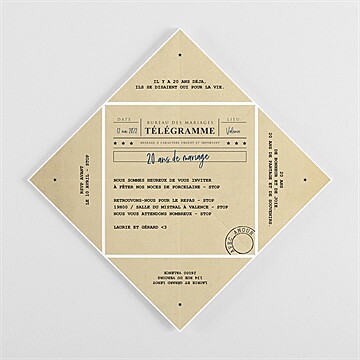 Invitation anniversaire de mariage 20 ans de bonheur cocotte - Intérieur de la cocotte pliée