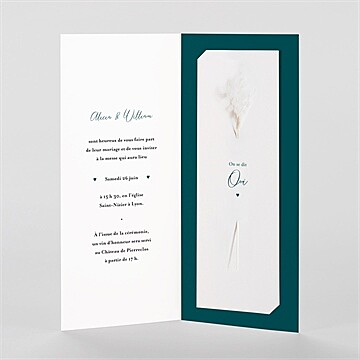 Faire-part mariage notre union fleur séchée - Intérieur du faire-part
