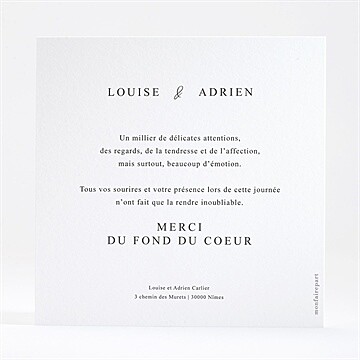 Remerciement mariage bel éclat - Dos de la carte