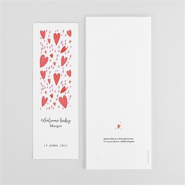 Faire-part naissance cœurs d'amour - Dos du faire-part