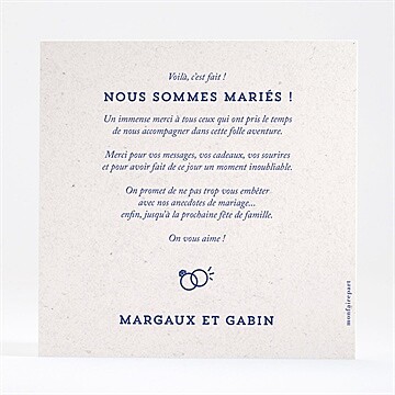 Remerciement mariage allez viens ! - Dos de la carte