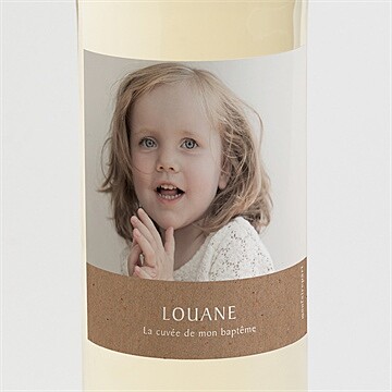Etiquette de bouteille baptême kraft végétal