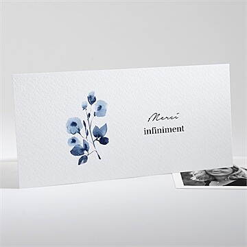 Remerciement décès fleur bleue allongé